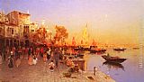 Italian Canvas Paintings - An Italian Port